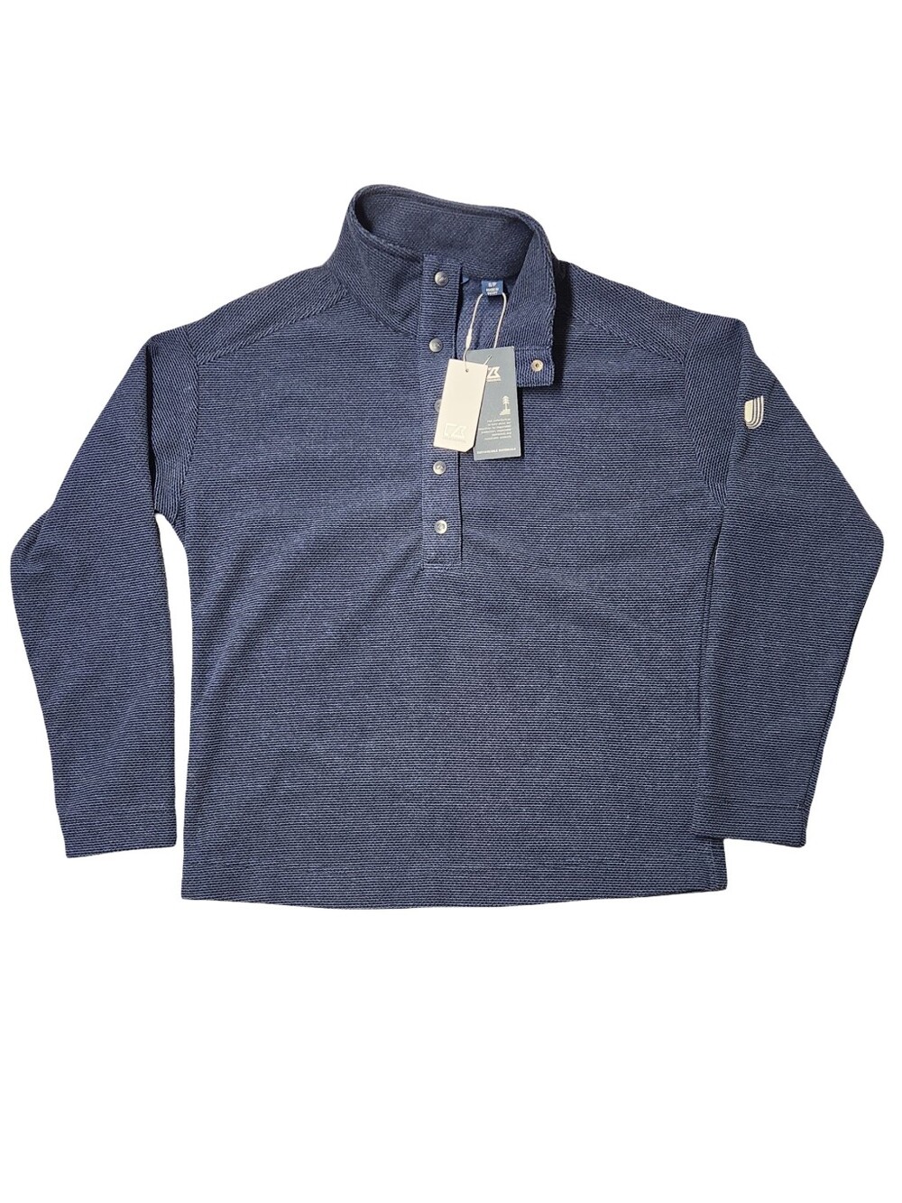 NWT Cutter & Buck Men's Hunts Point Eco Textured Fleece Recycled Snap Pullover S